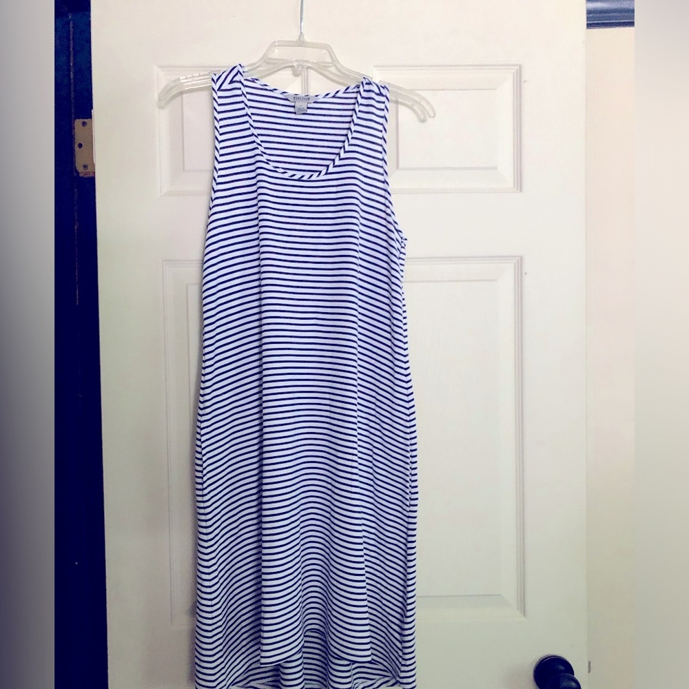 Kenneth Cole Blue and White High-Low Halter Sundress